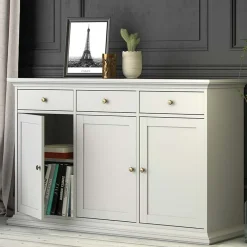 Garnero Arredamenti Credenza 143x92h cm shabby bianco opaco Avignon Gihome®