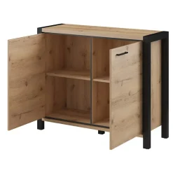 Garnero Arredamenti Credenza 112x91h cm soggiorno industrial quercia nero opaco Neive Hot