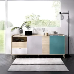 Garnero Arredamenti Credenza 180x75h cm soggiorno rovere grigio bianco petrolio Dominic Hot