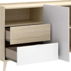 Garnero Arredamenti Credenza 180x75h cm soggiorno rovere grigio bianco petrolio Dominic Hot