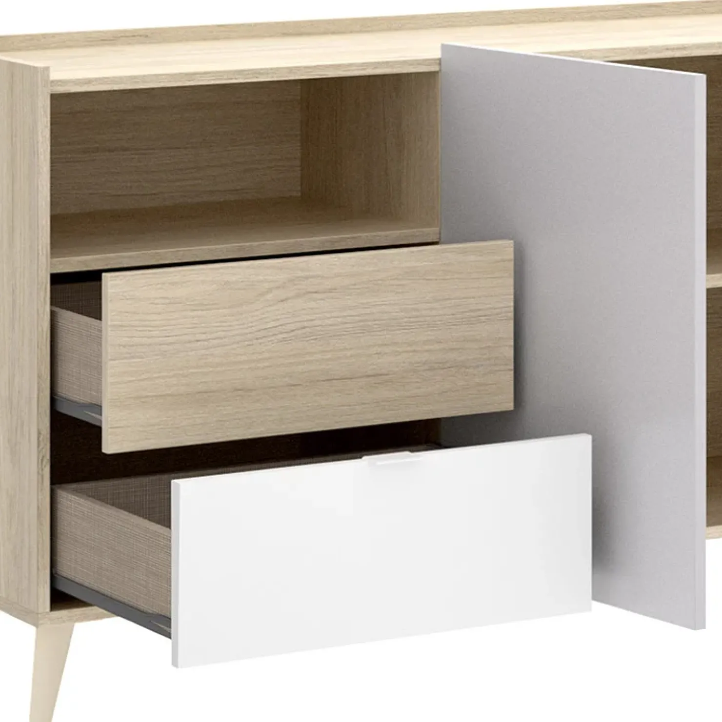 Garnero Arredamenti Credenza 180x75h cm soggiorno rovere grigio bianco petrolio Dominic Hot