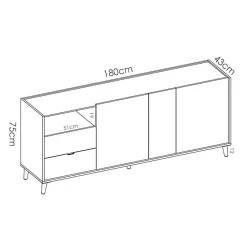 Garnero Arredamenti Credenza 180x75h cm soggiorno rovere grigio bianco petrolio Dominic Hot