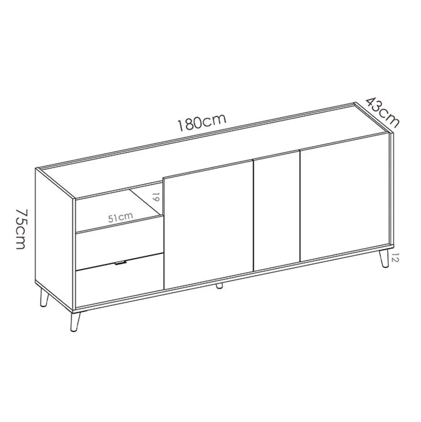 Garnero Arredamenti Credenza 180x75h cm soggiorno rovere grigio bianco petrolio Dominic Hot