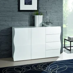 Garnero Arredamenti Credenza 130x81h cm soggiorno moderna bianco lucido Sea Gihome® Clearance