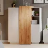 Garnero Arredamenti Credenza 110x134h cm soggiorno 3 ante bianco opaco quercia James Outlet
