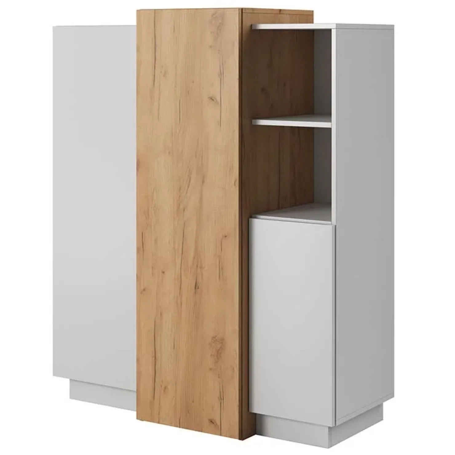 Garnero Arredamenti Credenza 110x134h cm soggiorno 3 ante bianco opaco quercia James Outlet