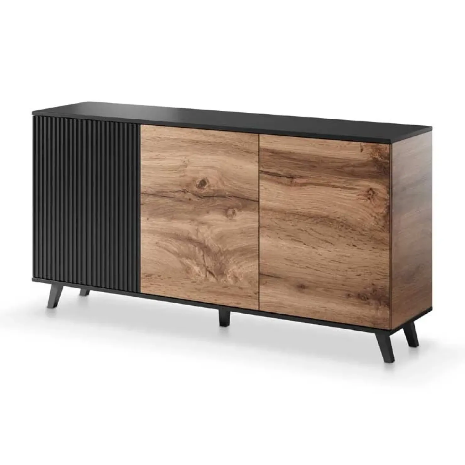 Garnero Arredamenti Credenza 160x82h cm soggiorno design industrial rovere nero Nandina Sale