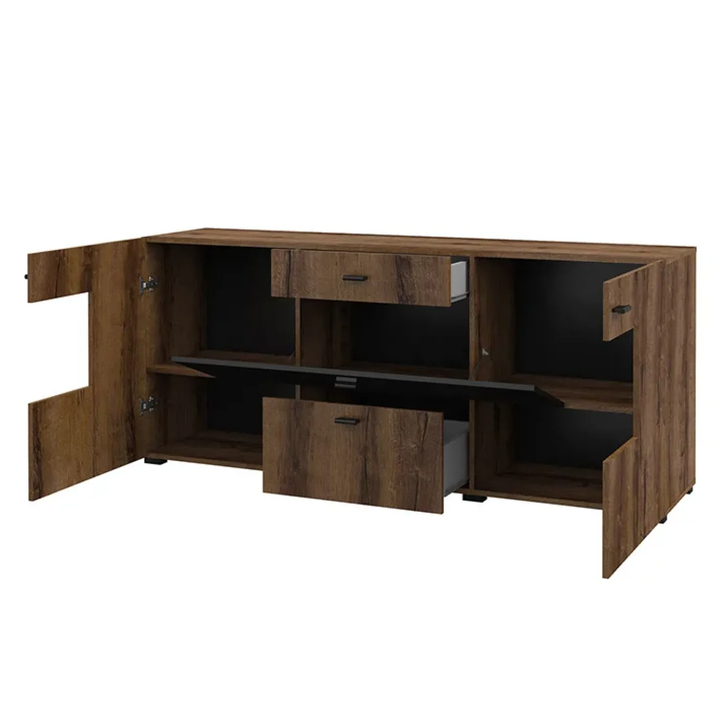 Garnero Arredamenti Credenza 165x71h moderna cm rovere scuro nero Maserati Rovere Rustico - Nero opaco Best