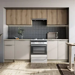 Garnero Arredamenti Cucina 240cm completa componibile moderna grigio rovere sonoma Taipei Sale