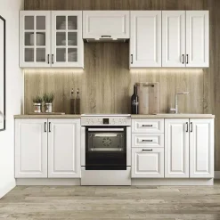 Garnero Arredamenti Cucina 240cm completa moderna shabby componibile bianco frassinato rovere Oxford Bianco Frassinato - Rovere Online