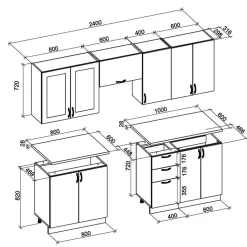 Garnero Arredamenti Cucina 240cm completa moderna shabby componibile bianco frassinato rovere Oxford Bianco Frassinato - Rovere Online