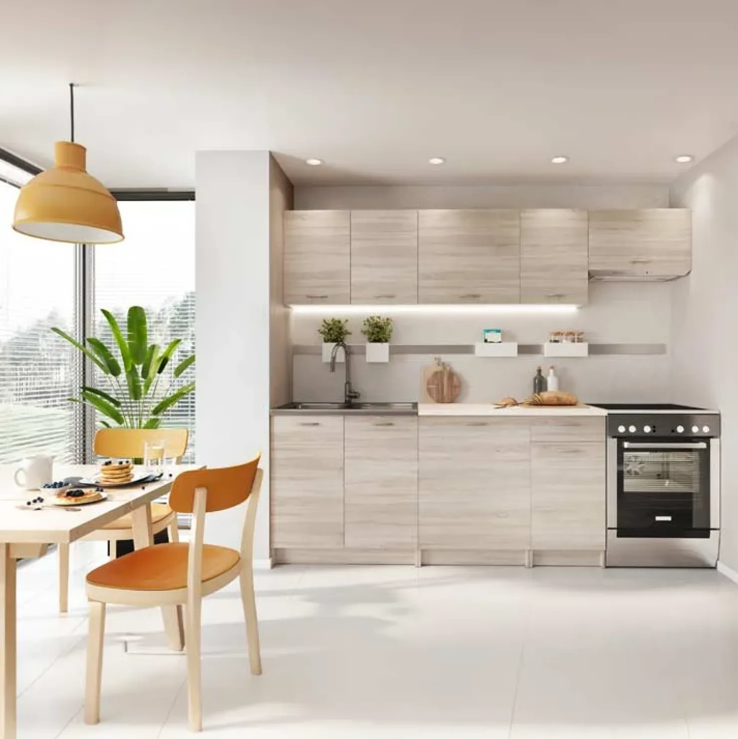 Garnero Arredamenti Cucina 240cm completa moderna lineare sonoma Dalia Rovere