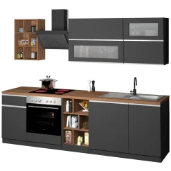 Garnero Arredamenti Cucina 255cm componibile lineare moderna antracite rovere Gourmet Prestige Antracite - Rovere Hot