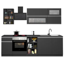 Garnero Arredamenti Cucina 255cm componibile lineare moderna antracite grigio pietra Gourmet Prestige Antracite - Grigio pietra Outlet