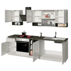 Garnero Arredamenti Cucina 255cm componibile lineare moderna bianco grigio pietra Gourmet Pure Bianco Lucido - Grigio pietra Outlet