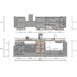 Garnero Arredamenti Cucina 255cm componibile lineare moderna antracite rovere Gourmet Pure Antracite - Rovere Hot