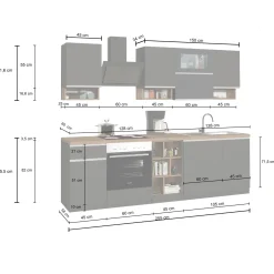 Garnero Arredamenti Cucina 255cm componibile lineare moderna antracite rovere Gourmet Pure Antracite - Rovere Hot