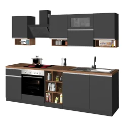 Garnero Arredamenti Cucina 255cm componibile lineare moderna antracite rovere Gourmet Pure Antracite - Rovere Hot
