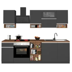 Garnero Arredamenti Cucina 255cm componibile lineare moderna antracite rovere Gourmet Pure Antracite - Rovere Hot