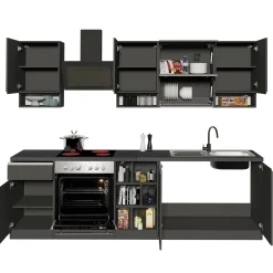 Garnero Arredamenti Cucina 255cm componibile lineare moderna antracite grigio pietra Gourmet Pure Antracite - Grigio pietra Sale