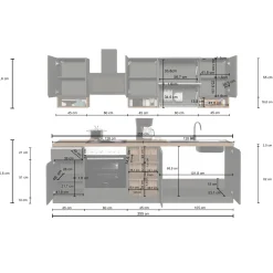 Garnero Arredamenti Cucina 255cm componibile lineare moderna bianco rovere Gourmet Pure Bianco Lucido - Rovere Outlet