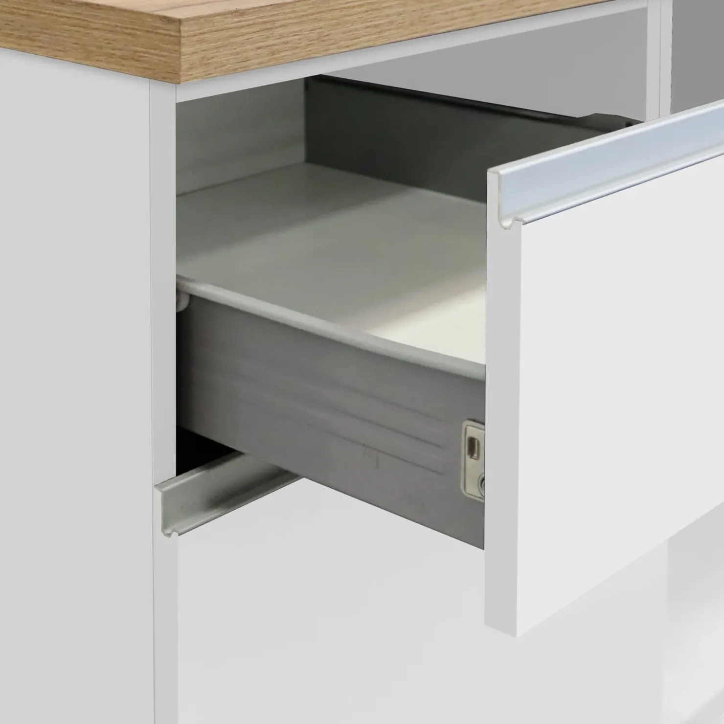 Garnero Arredamenti Cucina 255cm componibile lineare moderna bianco rovere Gourmet Pure Bianco Lucido - Rovere Outlet