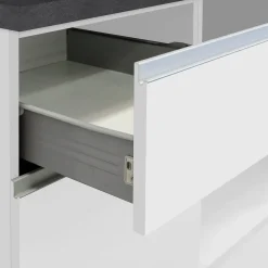Garnero Arredamenti Cucina 255cm componibile lineare moderna bianco grigio pietra Gourmet Prestige Bianco Lucido - Grigio pietra Discount