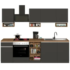 Garnero Arredamenti Cucina 255cm componibile lineare moderna antracite rovere Gourmet Elegance Antracite - Rovere Outlet