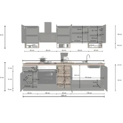 Garnero Arredamenti Cucina 255cm componibile lineare moderna bianco grigio pietra Gourmet Elegance Bianco Lucido - Grigio pietra Hot