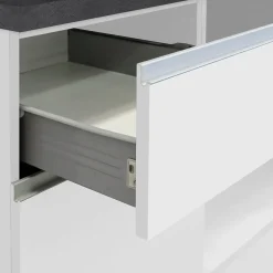 Garnero Arredamenti Cucina 255cm componibile lineare moderna bianco grigio pietra Gourmet Elegance Bianco Lucido - Grigio pietra Hot
