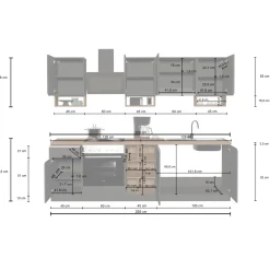 Garnero Arredamenti Cucina 255cm componibile lineare moderna bianco rovere Gourmet Elegance Bianco Lucido - Rovere Best