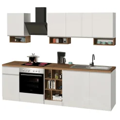 Garnero Arredamenti Cucina 255cm componibile lineare moderna bianco rovere Gourmet Elegance Bianco Lucido - Rovere Best
