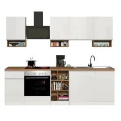 Garnero Arredamenti Cucina 255cm componibile lineare moderna bianco rovere Gourmet Elegance Bianco Lucido - Rovere Best