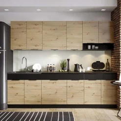 Garnero Arredamenti Cucina 260cm moderna componibile standard quercia nero Terry Clearance