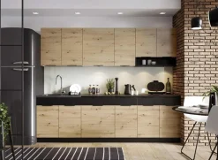 Garnero Arredamenti Cucina 260cm moderna componibile standard quercia nero Terry Clearance