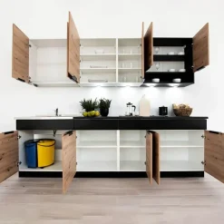 Garnero Arredamenti Cucina 260cm moderna componibile standard quercia nero Terry Clearance