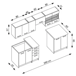 Garnero Arredamenti Cucina 260cm moderna componibile lineare rovere scuro Marika Wengè Online
