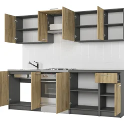 Garnero Arredamenti Cucina 240cm moderna componibile lineare quercia antracite Urban Quercia - Antracite Hot