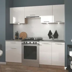 Garnero Arredamenti Cucina 200cm moderna componibile lineare bianca rovere Matrix Bianco New