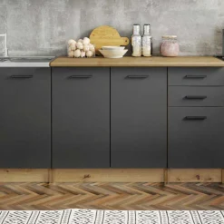 Garnero Arredamenti Cucina 260cm moderna lineare standard rovere grigio Cook Antracite - Rovere Best