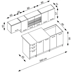 Garnero Arredamenti Cucina 260cm moderna lineare standard rovere grigio Cook Antracite - Rovere Best