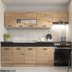 Garnero Arredamenti Cucina 240cm moderna lineare grigio rovere Erika Hot