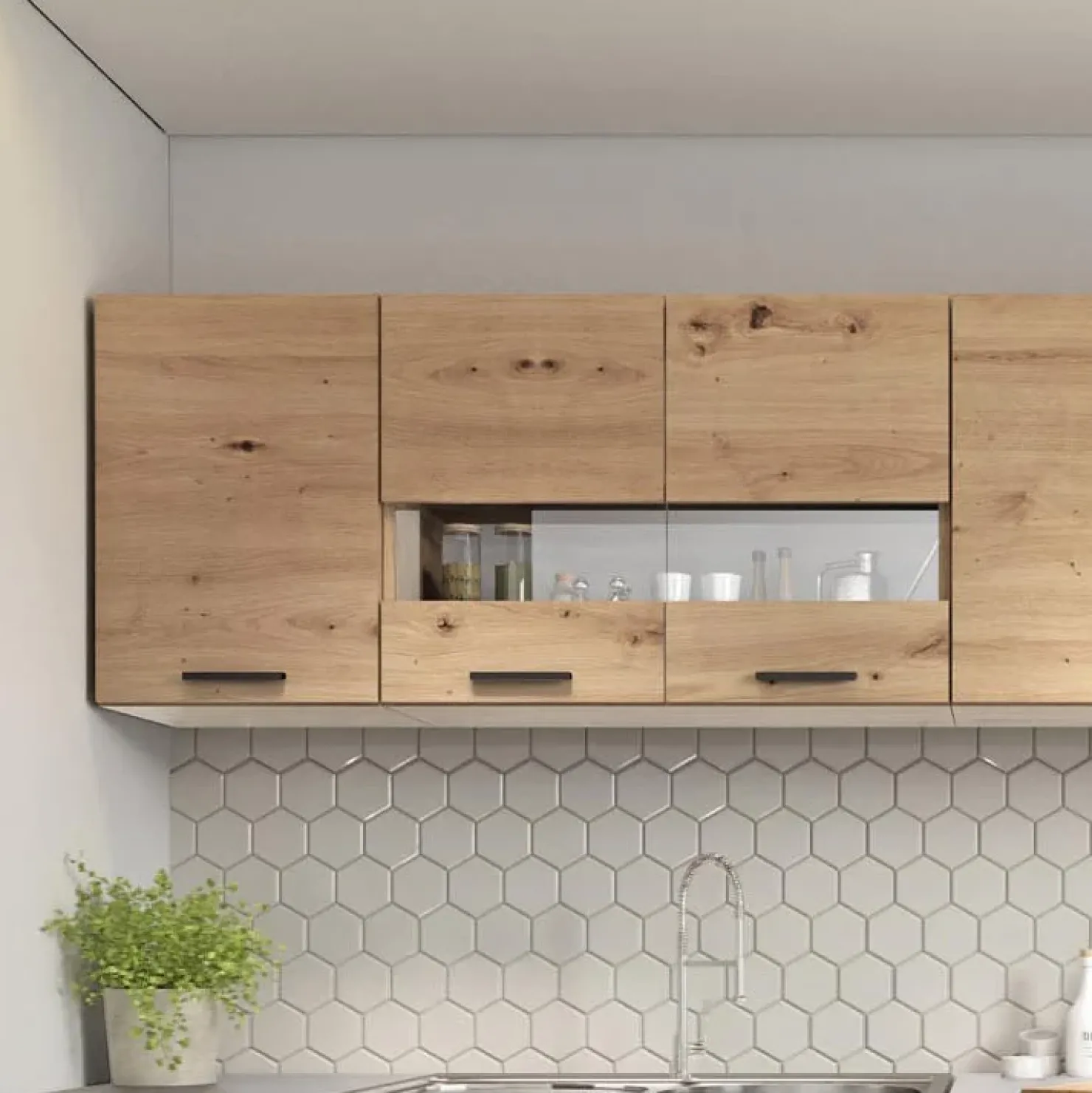 Garnero Arredamenti Cucina 240cm moderna lineare grigio rovere Erika Hot