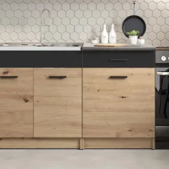 Garnero Arredamenti Cucina 240cm moderna lineare grigio rovere Erika Hot