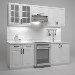 Garnero Arredamenti Cucina 220cm moderna lineare componibile bianca Artus Clearance