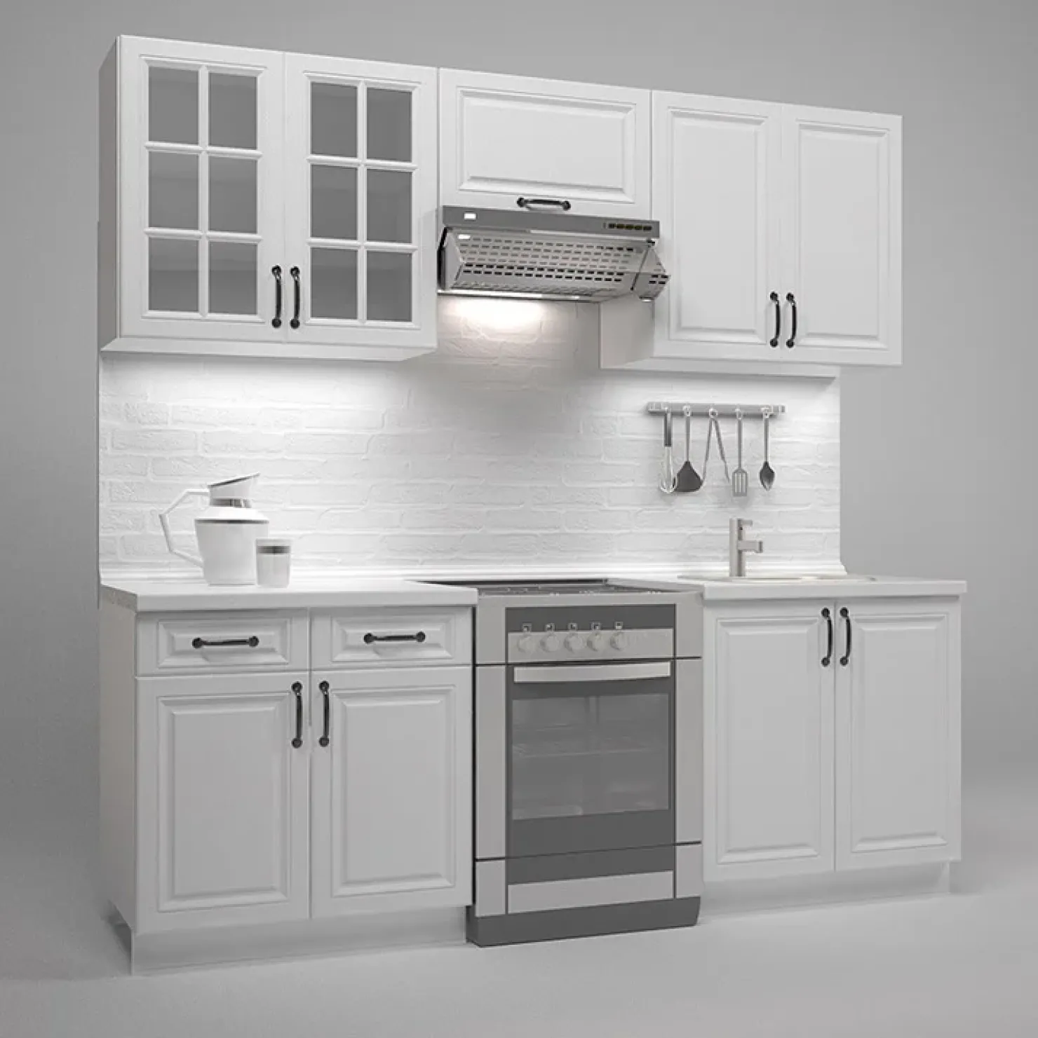 Garnero Arredamenti Cucina 220cm moderna lineare componibile bianca Artus Clearance