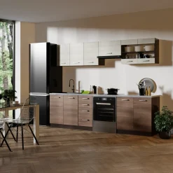 Garnero Arredamenti Cucina 260cm moderna lineare rovere scuro acacia Marika Wengè - Rovere