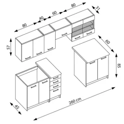 Garnero Arredamenti Cucina 260cm moderna lineare rovere scuro acacia Marika Wengè - Rovere