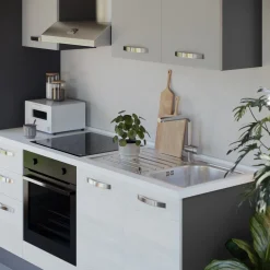 Garnero Arredamenti Cucina 255cm reversibile lineare bianco frassinato grigio MasterChef Sale