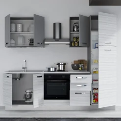 Garnero Arredamenti Cucina 255cm reversibile lineare bianco frassinato grigio MasterChef Sale